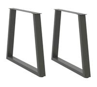 LoogCape Lot de 2 pieds de table à manger en forme de V en acier revêtu par pulvérisation - Anthracite - 80 x 72 à 73,3 cm - Hauteur réglable avec pied de meuble et protection de sol - Pour montage à