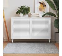 LoogCape Lot de 2 portes d'armoire design à lamelles blanches 61,5 x 59,4 cm en bois massif pour meubles, cuisine, salle de bain, penderie, rénovation, brise-vue, rangement, modernisation