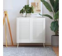 LoogCape Lot de 2 portes d'armoire design à lamelles blanches 69 x 39,4 cm en bois massif pour meubles, cuisine, salle de bain, chambre à coucher, penderie, rénovation, bricolage, échange, encastrable