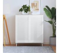 LoogCape Lot de 2 portes d'armoire design à lamelles blanches 99,3 x 49,4 cm en bois massif pour meubles, cuisine, salle de bain, chambre à coucher, penderie, rénovation, bricolage, montage, brise-vue