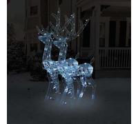 LoogCape Lot de 2 rennes LED en acrylique - 128 cm - Blanc froid - Décoration de Noël pour jardin et maison - Avec 140 LED - 8 effets de lumière - Câble USB étanche - Résistant aux intempéries - Pour