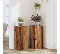 LoogCape Lot de 2 supports de plantes aspect bois vieilli - 30 x 30 x 70 cm - Pour décorations intérieures et extérieures - Étagère stable pour fleurs, bonsaï, herbes, cactus, orchidées, balcon
