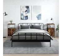 LoogCape Lot de 2 tables de chevet Chêne fumé 41 x 31 x 80 cm Matériau bois de bois Style industriel Pieds réglables Construction solide en fer Durable