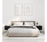 LoogCape Lot de 2 tables de chevet murales flottantes en bois pour chambre à coucher, avec tiroir, 41,5 x 36 x 28 cm, noires