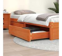 LoogCape Lot de 2 tiroirs de lit en bois de pin massif marron ciré pour chambre à coucher, convient pour lits doubles et simples, avec roulettes lisses, idéal pour les enfants et les chambres d'amis