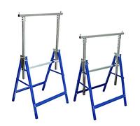 LoogCape Lot de 2 tréteaux d'échafaudage réglables en hauteur en acier, pliables et roulants pour bricolage, rénovation, travaux de construction, plate-forme stable, capacité de charge 150 kg
