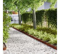 LoogCape Lot de 20 bordures de pelouse en acier résistant aux intempéries - 100 x 0,05 x 15 cm - Flexibles - Bordure de jardin enfichable - Idéal pour parterres, chemins et terrasses