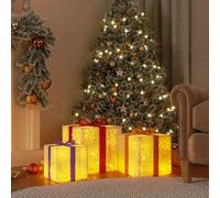 LoogCape Lot de 3 boîtes cadeaux éclairées - 64 LED - Blanc chaud - Décoration de Noël avec 8 effets de lumière pour l'intérieur - Ambiance festive - Économie d'énergie - Alimenté par USB