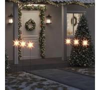 LoogCape Lot de 3 étoiles de Noël LED avec piquets, blanches, 35 cm, résistantes aux intempéries, éclairage de Noël décoratif avec minuterie pour l'intérieur et l'extérieur, matériau durable, facile à