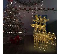 LoogCape Lot de 3 rennes décoratives de Noël - 60 x 16 x 100 cm - En acrylique - Résistant aux intempéries - Pour extérieur, intérieur, jardin, balcon, terrasse, éclairage festif - Avec 90 LED - Blanc