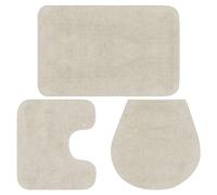LoogCape Lot de 3 tapis de bain en coton blanc avec dessous antidérapant pour salle de bain, avec housse de siège de toilette et cadre de toilette, absorbant, facile d'entretien, doux, séchage rapide