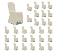 LoogCape Lot de 30 housses de chaise extensibles crème pour mariages, banquets, conférences, foires et événements, housse élastique pour chaises jusqu'à 100 cm de hauteur, lavables, réutilisables