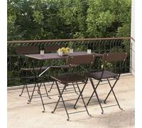 LoogCape Lot de 4 chaises de bistrot pliables, marron, poly rotin et acier, résistantes aux intempéries, pour jardin, balcon, terrasse, empilables, avec dossier et accoudoirs, confortables, robustes