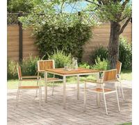 LoogCape Lot de 4 chaises de jardin en bois d'acacia massif et acier inoxydable, résistantes aux intempéries, avec accoudoirs, empilables et robustes pour balcon, jardin, patio