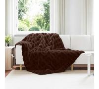 LoogCape Lot de 4 couvertures antidérapantes en fausse fourrure de lapin pour salon, chambre à coucher, couleur camel avec texture douce en peluche, respirantes, chaudes, légères, faciles d'entretien