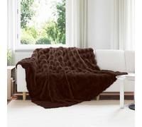 LoogCape Lot de 4 couvertures douillettes antidérapantes en fausse fourrure de lapin camel pour canapé, lit, chambre à coucher, hiver et été, couverture chaude avec polaire en peluche pour une