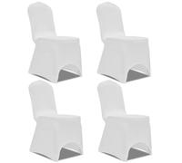 LoogCape Lot de 4 housses de chaise extensibles, blanches, lavables, élastiques, pour toutes les chaises courantes jusqu'à 100 cm de hauteur, idéales pour mariage, fête, banquet, montage facile
