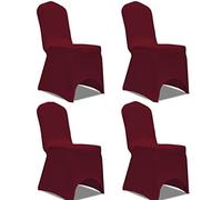 LoogCape Lot de 4 housses de chaise extensibles - Bordeaux - Élastiques et lavables - Pour mariages, banquets, conférences et événements