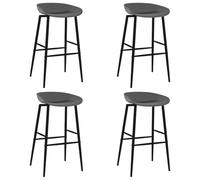 LoogCape Lot de 4 tabourets de bar gris pour cuisine et salle à manger, avec dossier bas, siège en polypropylène et structure en métal, hauteur d'assise 74,5 cm, jusqu'à 110 kg