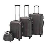 LoogCape Lot de 4 valises à roulettes à coque rigide anthracite avec serrure TSA, roulettes à 360 degrés et poignées télescopiques, bagage léger et robuste pour affaires, vacances, voyages en avion et