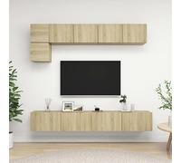 LoogCape Lot de 5 meubles TV en chêne Sonoma avec beaucoup d'espace de rangement, suspendus et montés au mur, meuble bas moderne et buffet pour salon, chambre à coucher, coin de jeu