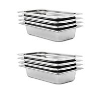 LoogCape Lot de 8 récipients gastronorm GN 1/3 en acier inoxydable avec volume de 2,5 l, empilables pour cuisine professionnelle, buffet, restauration, restaurant, hôtel, fête, bain-marie