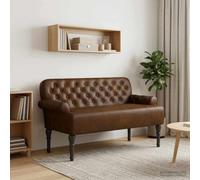 LoogCape Loveseat 2 places avec boutonnière marron 120 x 65 x 78 cm en daim synthétique avec cadre en bois robuste, idéal pour le salon, la chambre à coucher et les petits espaces, confortable et