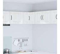 LoogCape Lucca Armoire d'angle murale blanche brillante en bois 57 x 57 x 40 cm, 2 portes, 2 étagères, charge maximale de 60 kg, armoire suspendue avec espace de rangement pour cuisine et intérieur