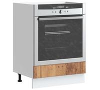 LoogCape Lucca Meuble de cuisine aspect bois vieilli, 60 x 46 x 81,5 cm, avec pieds réglables, meuble de cuisine avec grand compartiment et espace de rangement pour four et micro-ondes