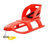 LoogCape Luge à neige rouge avec dossier 102,5 x 40 x 23 cm en polypropylène résistant aux intempéries et patins en acier, idéale pour les enfants à partir de 3 ans, avec corde de traction
