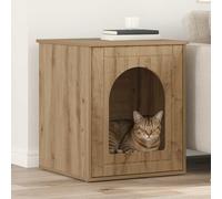 LoogCape Maison pour chat artisanale en chêne 53 x 52 x 62 cm en bois pour appartement, design moderne, lieu de retraite stable, facile d'entretien, kit de montage inclus, idéal pour les chats et les