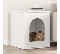 LoogCape Maison pour chat blanche 53 x 52 x 62 cm en bois pour l'intérieur, design stable, lieu de retraite confortable, facile d'entretien, peu encombrant, convient aux grands chats, aspect moderne