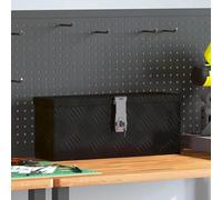 LoogCape Mallette à outils en aluminium noir 50 x 15 x 20,5 cm avec système de fermeture pour atelier, garage et chantier, empilable, robuste, idéale pour la maison, les artisans, les professionnels