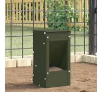 LoogCape Mangeoire pour lapin, vert olive, 12,5 x 12,5 x 25 cm, résistante aux intempéries, imperméable, durable, avec crochet, pour l'intérieur et l'extérieur, idéale pour la nourriture fraîche et