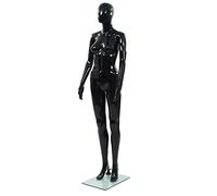 LoogCape Mannequin féminin avec socle en verre noir 175 cm, réglable, léger, durable, idéal pour la mode, le détail, la boutique, le magasin, l'atelier, la couture, la photographie