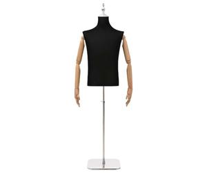 LoogCape Mannequin réglable 170-218 cm mâle avec socle PP bras en bois pivotant, base en acier stable, pour présentation de mode, vêtements, textile, vente au détail, boutique, accessoires