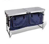 LoogCape Meuble de camping pliable en aluminium avec grande surface de travail, transport facile, matériau résistant aux intempéries pour extérieur, jardin, camping, trekking et pique-nique