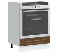 LoogCape Meuble de cuisinière Kalmar marron aspect chêne 60 x 46 x 81,5 cm avec pieds réglables et grand compartiment adapté au four et au micro-ondes