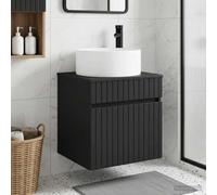 LoogCape Meuble de lavabo Mural Noir 49 x 44,5 x 65,5 cm en Bois d'ingénierie avec tiroirs spacieux pour Salle de Bain compacte et Moderne, idéal pour Rangement Pratique et Organisation Efficace