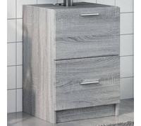 LoogCape Meuble d'évier Sonoma Gris 40x37x59 cm en Bois d'ingénierie avec tiroir et Compartiment pour Salle de Bain, Rangement Mural, idéal pour Toilette, lavabo, Vasque, Organisation compacte