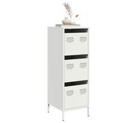 LoogCape Meuble haut blanc 39 x 35 x 103,5 cm en acier avec 3 tiroirs et espace de rangement pour salon, chambre à coucher, bureau, couloir, salle à manger, cuisine, entrée - Organiseur polyvalent peu