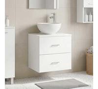 LoogCape Meuble lavabo Mural Blanc 49,5 x 41 x 64,5 cm avec Rangement tiroirs en Bois d'ingénierie, Support pour lavabo, idéal pour Salle de Bain compacte