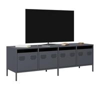 LoogCape Meuble TV anthracite 135 x 39 x 43,5 cm, en acier laminé à froid, style industriel, 4 tiroirs, support TV universel, pieds réglables