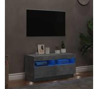LoogCape Meuble TV avec éclairage LED, gris béton, 80 x 35 x 40 cm, matériau en bois robuste, support TV universel tendance avec effets lumineux RVB