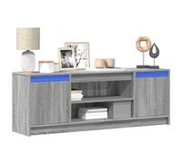 LoogCape Meuble TV avec éclairage LED - Gris Sonoma - 139,5 x 34 x 50 cm - Matériau du bois - Armoire multimédia élégante pour salon - Support TV universel
