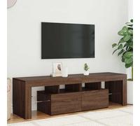 LoogCape Meuble TV avec lumières LED, aspect chêne marron, 140 x 36,5 x 40 cm, armoire multimédia moderne avec éclairage RVB, support TV universel robuste pour salon