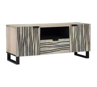 LoogCape Meuble TV avec tiroirs - Blanc - 105 x 33 x 46 cm - En bois - Montage mural - Design moderne - Support TV universel pour salon