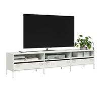 LoogCape Meuble TV - Blanc - 202 x 39 x 43,5 cm - En acier laminé à froid - Support TV universel robuste avec 3 tiroirs - Pour salon, chambre à coucher