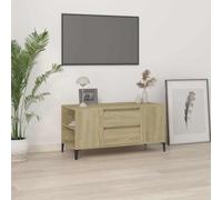 LoogCape Meuble TV Chêne Sonoma 102x44,5x50 cm Bois d'Ingénierie Support Écran Multimedia Style Industriel pour Salon Séjour Chambre Bureau