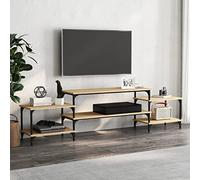 LoogCape Meuble TV, chêne Sonoma, 197 x 35 x 52 cm, matériau en bois, robuste avec grand espace de rangement, pieds réglables, armoire multimédia universelle